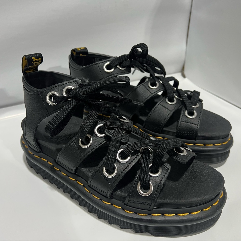 Dr. Martens Black Blaire Hardware Athena Leather Strap Sandals - Picture 5 of 10